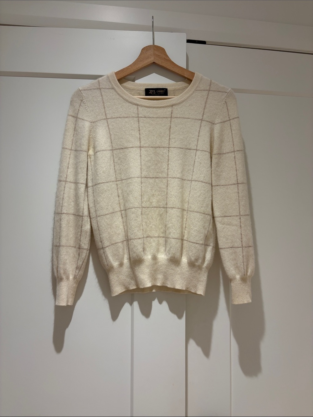 Cozy Cashmere Cream Windowpane Sweater